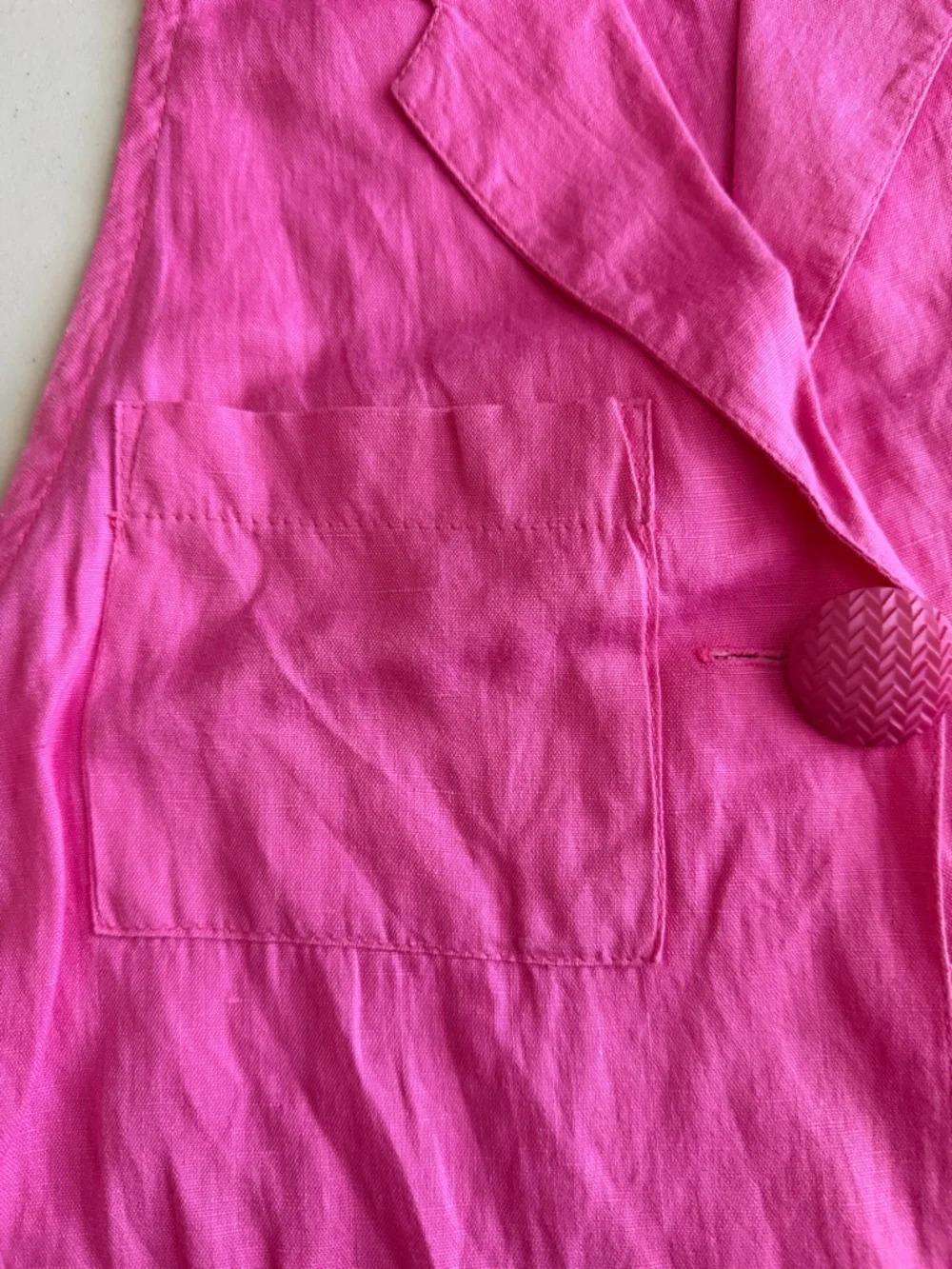 🩷🎀GENE EWING Neiman Marcus Magenta Linen Blouse Shirt - Picture 3 of 5
